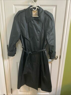 VTG 90s London Towne Black Double-Breasted Trench Coat Women’s Size 8 Regular